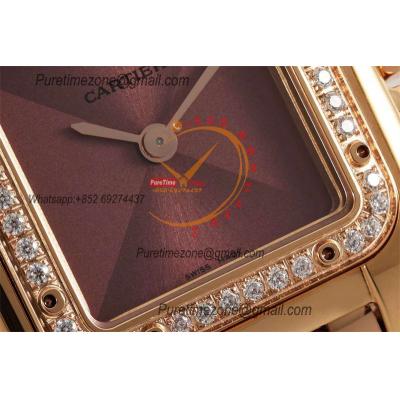 Panthère Small Model WJPN0035 Ronda Quartz Womens Watch Best Edition AF 22mm RG Diamond Bezel Brown Dial SS Bracelet