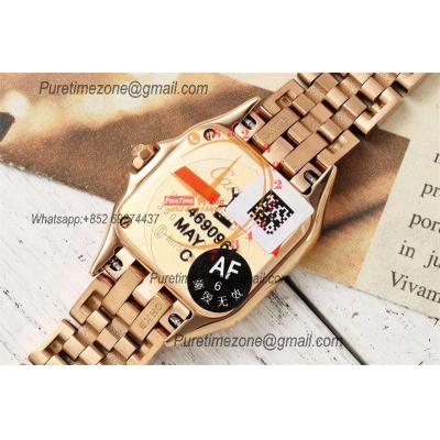 Panthère Small Model WJPN0035 Ronda Quartz Womens Watch Best Edition AF 22mm RG Diamond Bezel Brown Dial SS Bracelet