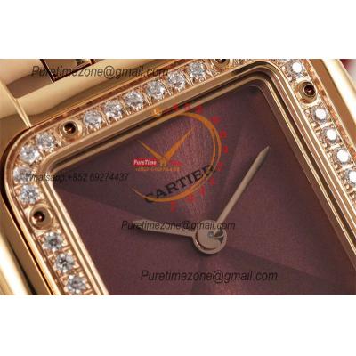 Panthère Small Model WJPN0035 Ronda Quartz Womens Watch Best Edition AF 22mm RG Diamond Bezel Brown Dial SS Bracelet