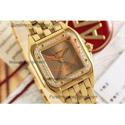 Panthère Small Model WJPN0035 Ronda Quartz Womens Watch Best Edition AF 22 YG Diamond Bezel Champagne Dial SS Bracelet