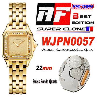 Panthère Small Model WJPN0035 Ronda Quartz Womens Watch Best Edition AF 22 YG Diamond Bezel Champagne Dial SS Bracelet