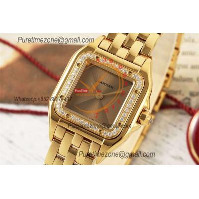 Panthère Small Model WJPN0035 Ronda Quartz Womens Watch Best Edition AF 22 YG Diamond Bezel Champagne Dial SS Bracelet