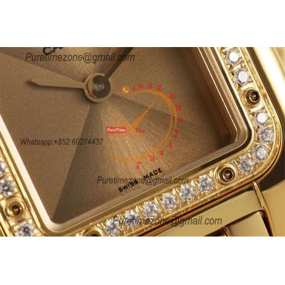 Panthère Small Model WJPN0035 Ronda Quartz Womens Watch Best Edition AF 22 YG Diamond Bezel Champagne Dial SS Bracelet