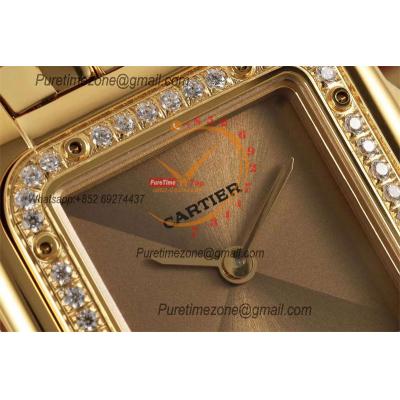 Panthère Small Model WJPN0035 Ronda Quartz Womens Watch Best Edition AF 22 YG Diamond Bezel Champagne Dial SS Bracelet