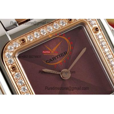 Panthère Small Model WJPN0035 Ronda Quartz Womens Watch Best Edition AF 22 Diamond Bezel RG Brown Dial SS Bracelet