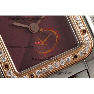 Panthère Small Model WJPN0035 Ronda Quartz Womens Watch Best Edition AF 22 Diamond Bezel RG Brown Dial SS Bracelet