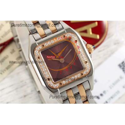 Panthère Small Model WJPN0035 Ronda Quartz Womens Watch Best Edition AF 22 Diamond Bezel RG Brown Dial SS Bracelet