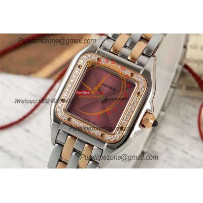 Panthère Small Model WJPN0035 Ronda Quartz Womens Watch Best Edition AF 22 Diamond Bezel RG Brown Dial SS Bracelet