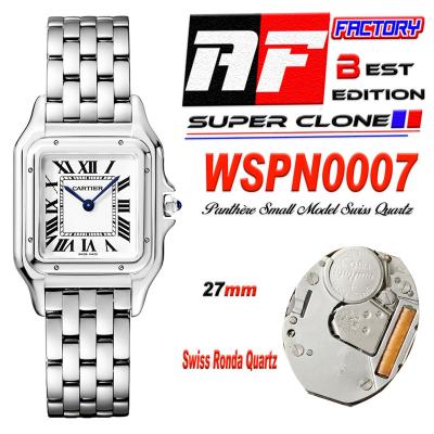 Panthère Medium Model WSPN0007 Ronda Quartz Womens Watch Best Edition AF 27mm White Dial SS Bracelet Ladies