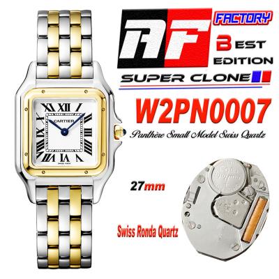 Panthère Medium Model W2PN0007 Ronda Quartz Womens Watch Best Edition AF 27mm YG White Dial SS Bracelet Ladies