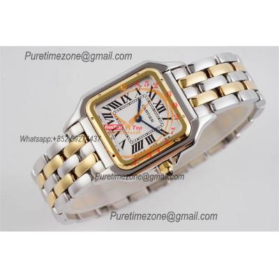 Panthère Medium Model W2PN0007 Ronda Quartz Womens Watch Best Edition AF 27mm YG White Dial SS Bracelet Ladies