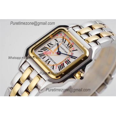 Panthère Medium Model W2PN0007 Ronda Quartz Womens Watch Best Edition AF 27mm YG White Dial SS Bracelet Ladies