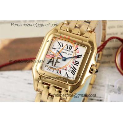 Panthère Medium Model WGPN0009 Ronda Quartz Womens Watch Best Edition AF 27mm YG White Dial SS Bracelet Ladies