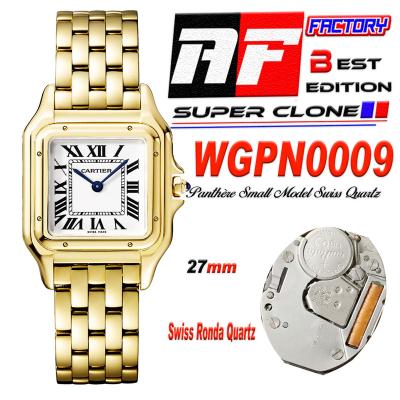 Panthère Medium Model WGPN0009 Ronda Quartz Womens Watch Best Edition AF 27mm YG White Dial SS Bracelet Ladies