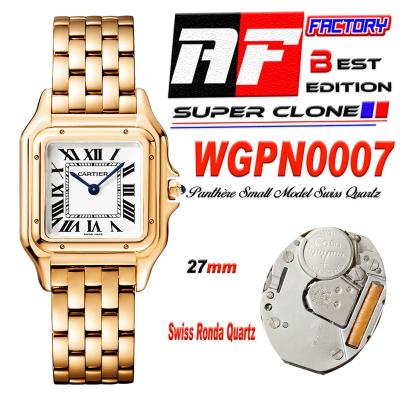 Panthère Medium Model WGPN0007 Ronda Quartz Womens Watch Best Edition AF 27mm RG White Dial SS Bracelet Ladies