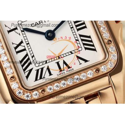 Panthère Medium Model WGPN0007 Ronda Quartz Womens Watch Best Edition AF 27 Diamond Bezel RG White Dial SS Bracelet