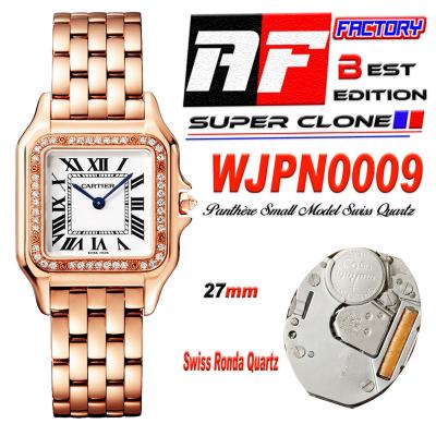 Panthère Medium Model WGPN0007 Ronda Quartz Womens Watch Best Edition AF 27 Diamond Bezel RG White Dial SS Bracelet