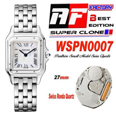 Panthère Medium Model WSPN0007 Ronda Quartz Womens Watch Best Edition AF 27mm MOP Dial SS Bracelet Ladies