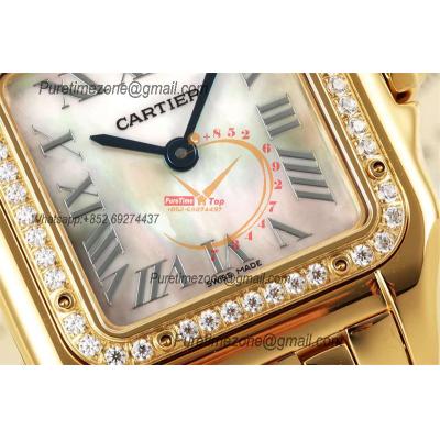 Panthère Medium Model WGPN0009 Ronda Quartz Womens Watch Best Edition AF YG 27 Diamond Bezel MOP Dial SS Bracelet