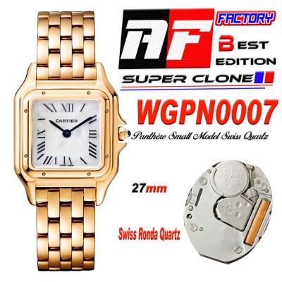 Panthère Medium Model WGPN0009 Ronda Quartz Womens Watch Best Edition AF RG 27mm MOP Dial SS Bracelet