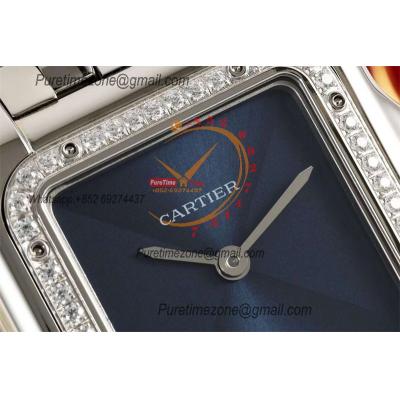 Panthère Medium Model WSPN0007 Ronda Quartz Womens Watch Best Edition AF 27 Diamond Bezel Blue Dial SS Bracelet Ladies