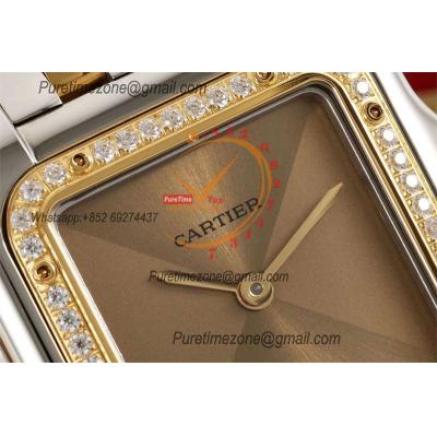 Panthère Medium Model W4PN0008 Ronda Quartz Womens Watch Best Edition AF 27 YG Diamond Bezel Gold Dial SS Bracelet