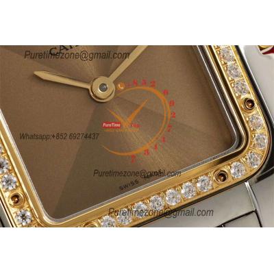 Panthère Medium Model W4PN0008 Ronda Quartz Womens Watch Best Edition AF 27 YG Diamond Bezel Gold Dial SS Bracelet