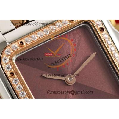 Panthère Medium Model W3PN0007 Ronda Quartz Womens Watch Best Edition AF 27 RG Diamond Bezel Brown Dial SS Bracelet