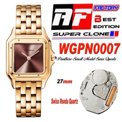 Panthère Medium Model WSPN0007 Ronda Quartz Womens Watch Best Edition AF RG 27mm Brown Dial SS Bracelet Ladies