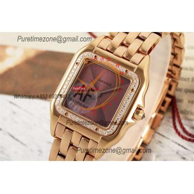 Panthère Medium Model WSPN0007 Ronda Quartz Womens Watch Best Edition AF RG 27 Diamond Brown Dial SS Bracelet Ladies