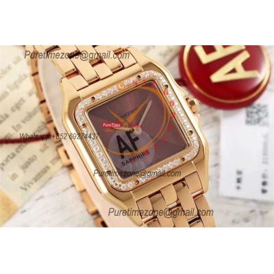 Panthère Medium Model WSPN0007 Ronda Quartz Womens Watch Best Edition AF RG 27 Diamond Brown Dial SS Bracelet Ladies