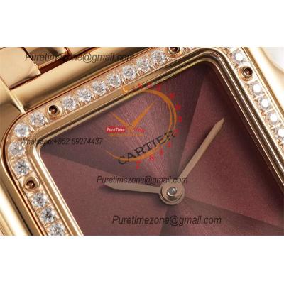 Panthère Medium Model WSPN0007 Ronda Quartz Womens Watch Best Edition AF RG 27 Diamond Brown Dial SS Bracelet Ladies