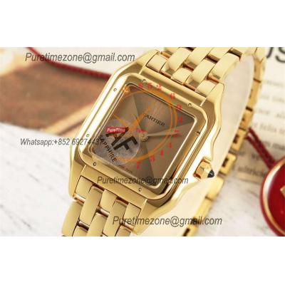 Panthère Medium Model WSPN0007 Ronda Quartz Womens Watch Best Edition AF YG 27mm Gold Dial SS Bracelet Ladies