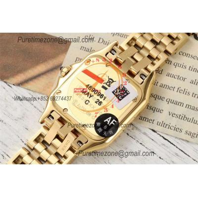 Panthère Medium Model WSPN0007 Ronda Quartz Womens Watch Best Edition AF YG 27mm Gold Dial SS Bracelet Ladies