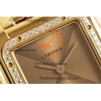 Panthère Medium Model WSPN0007 Ronda Quartz Womens Watch Best Edition AF YG 27 Diamond Gold Dial SS Bracelet Ladies