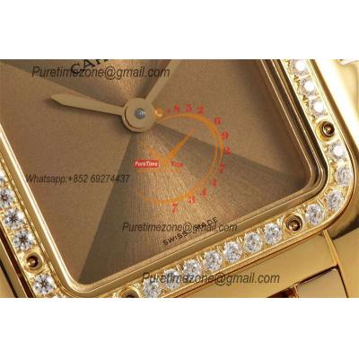 Panthère Medium Model WSPN0007 Ronda Quartz Womens Watch Best Edition AF YG 27 Diamond Gold Dial SS Bracelet Ladies