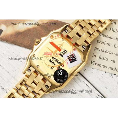 Panthère Medium Model WSPN0007 Ronda Quartz Womens Watch Best Edition AF YG 27 Diamond Gold Dial SS Bracelet Ladies