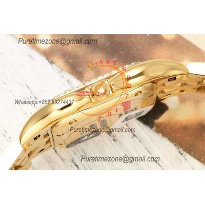 Panthère Medium Model WSPN0007 Ronda Quartz Womens Watch Best Edition AF YG 27 Diamond Gold Dial SS Bracelet Ladies