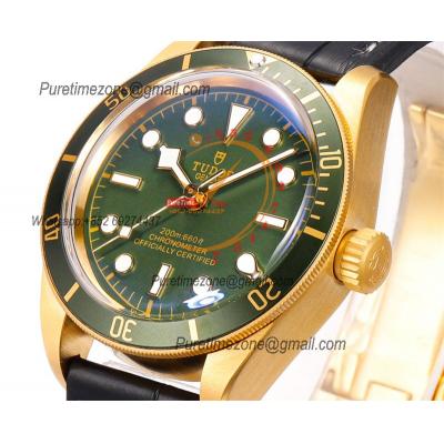 Black Bay M79018V A2824 Automatic Mens Watch Best Edition VSAF 39 YG Green Dial Brown Leather Strap CHS