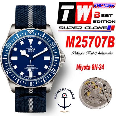 Pelagos FXD M25707B M8N-24 Automatic Mens Watch Marine Nationale  Best Edition TWF 42mm Titanium Blue Dial Nylon CHS