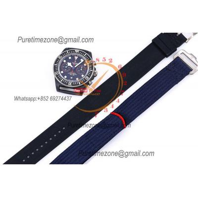 Pelagos FXD M25807KN A7750 Automatic Chronograph Mens Watch   Best Edition TWF 43 DLC  Carbon Fibre Blue Dial Nylon CHS