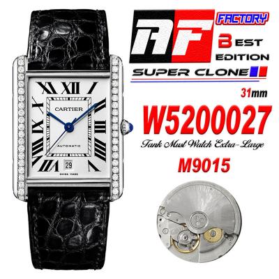 Tank Solo XL 31mm W5200028 M9015 Automatic Mens Watch Best Edition AF Diamond Bezel White Dial Leather CHS