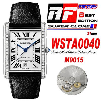 Tank Solo XL 31mm W5200028 M9015 Automatic Mens Watch Best Edition AF Diamond Bezel White Dial Leather CHS