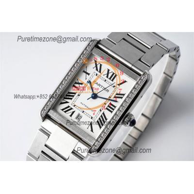 Tank Solo XL 31mm W5200028  M9015 Automatic Mens Watch Best Edition AF Diamond Bezel White Dial SS Bracelet CHS