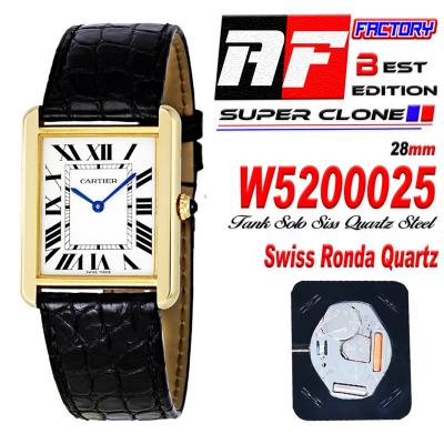 Tank Louis Must 28mm W5200025 Swiss Ronda Quartz Womens Watch Best Edition AF YG White Dial Leather Strap Ladies