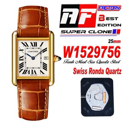 Tank Louis Must 25mm W1529756 Swiss Quartz Womens Watch Best Edition AF YG White Dial Leather Ladies