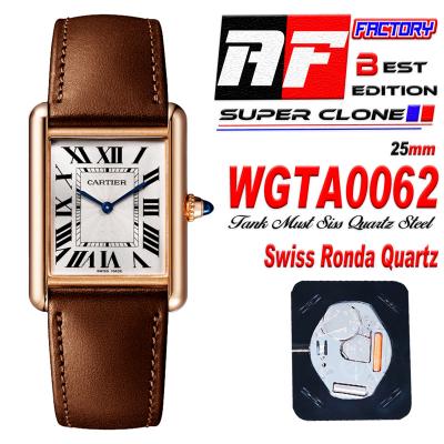 Tank Louis Must 25mm WGTA0062 Swiss Quartz Womens Watch Best Edition AF RG White Dial Leather Ladies