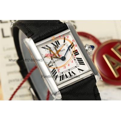 Tank Louis Small Model 22mm WSTA0060 Swiss Quartz Womens Watch Best Edition AF SS White Dial Leather