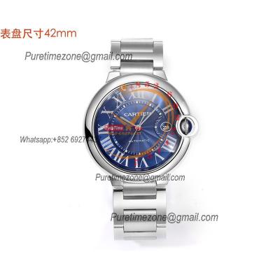 Ballon Bleu WSBB0027 42mm A2824 Automatic Mens Watch Best Edition CHF Blue Dial Stainless Steel Bracelet CHS