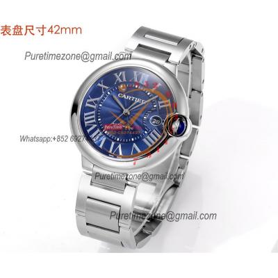 Ballon Bleu WSBB0027 42mm A2824 Automatic Mens Watch Best Edition CHF Blue Dial Stainless Steel Bracelet CHS